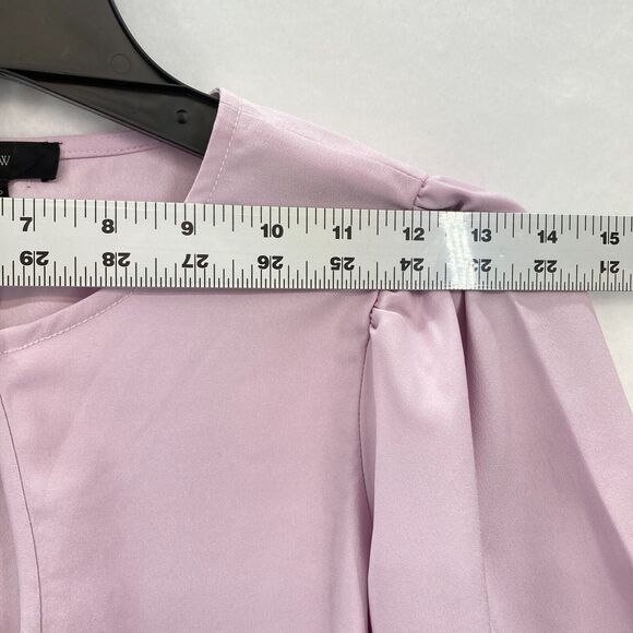 J.Crew Puff Sleeve Satin Back Crepe Top Women's XXS Petite Pink Keyhole Neckline - Picture 7 of 13